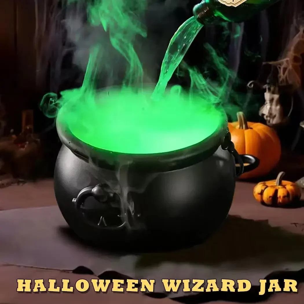 Halloween WitchCauldron with LED Light & Fog Mist Maker Skeleton