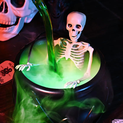 Halloween WitchCauldron with LED Light & Fog Mist Maker Skeleton