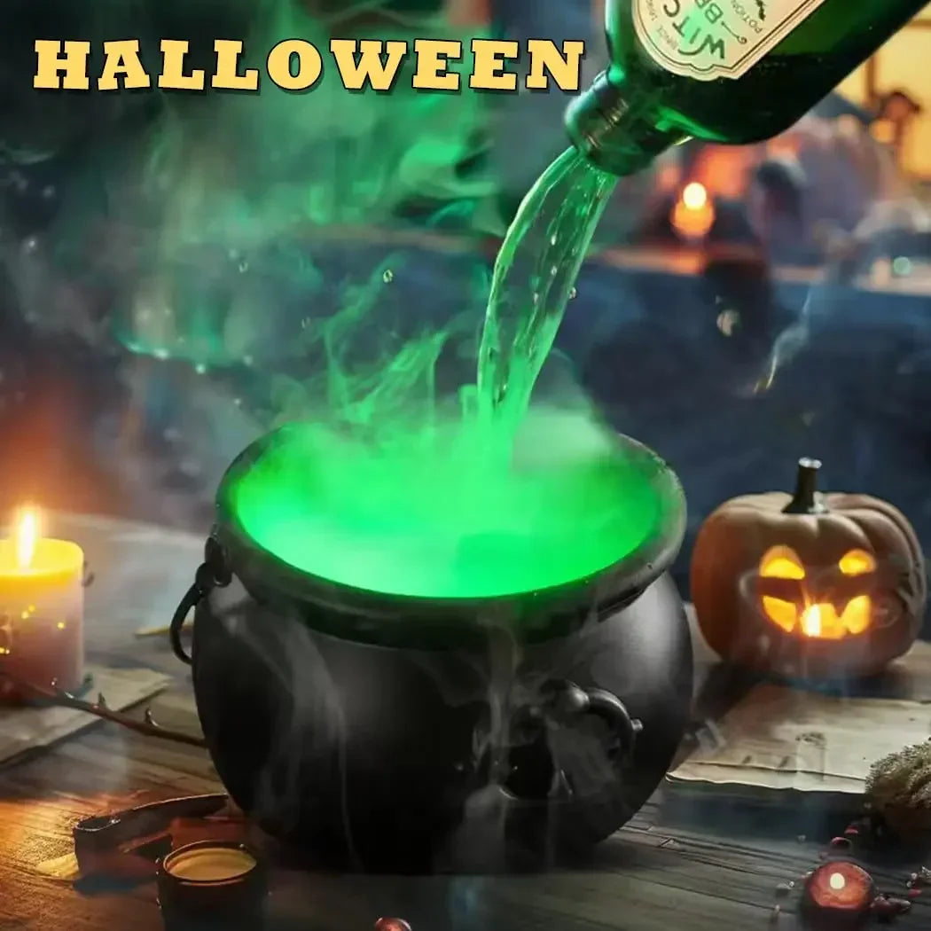 Halloween WitchCauldron with LED Light & Fog Mist Maker Skeleton