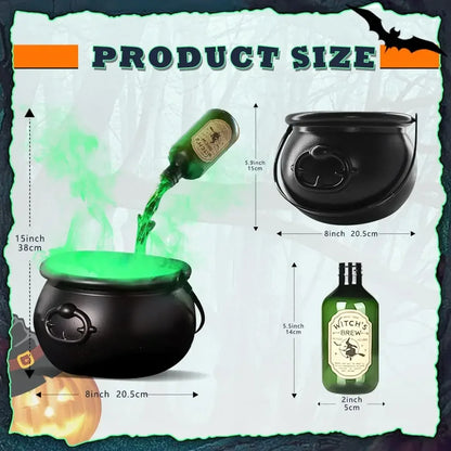 Halloween WitchCauldron with LED Light & Fog Mist Maker Skeleton