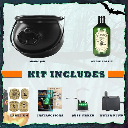 Halloween WitchCauldron with LED Light & Fog Mist Maker Skeleton