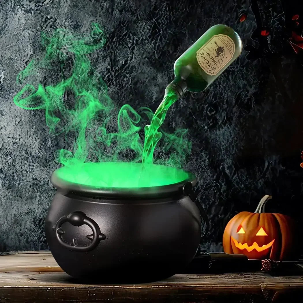 Halloween WitchCauldron with LED Light & Fog Mist Maker Skeleton