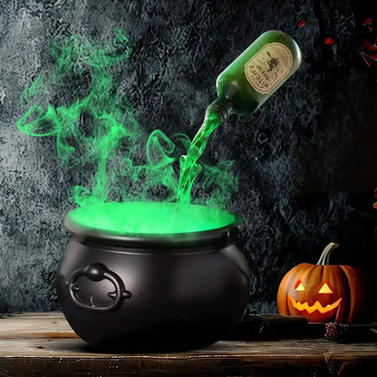 Halloween WitchCauldron with LED Light & Fog Mist Maker Skeleton